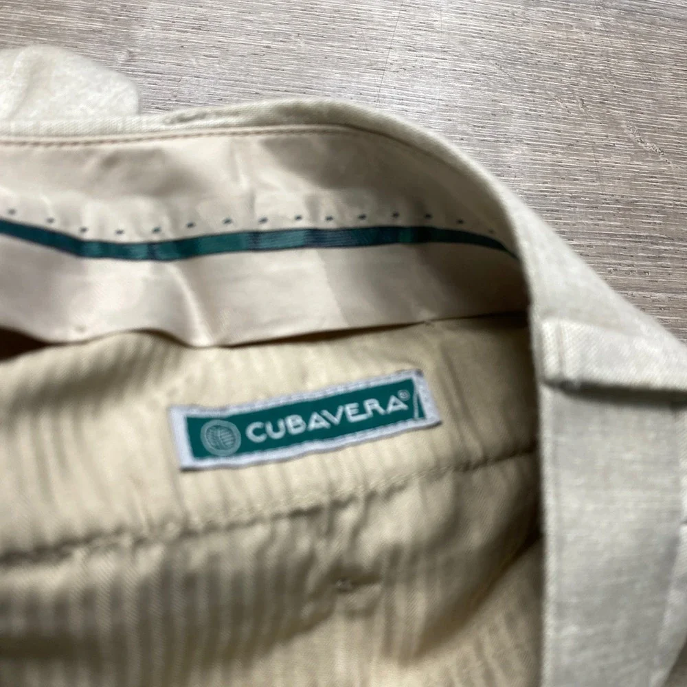 Cubavera Dress Pants Mens 36x30 Beige‎ Linen Blend Pleated Tropical Summer Beach